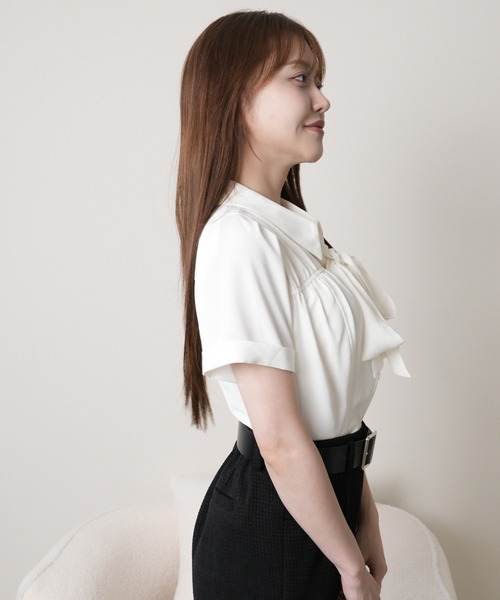 LIPSERVICE（リップサービス）の「2wayリボンハーフブラウス（シャツ/ブラウス・レディース・ブラック/ホワイト・FREE）」の3枚目の写真