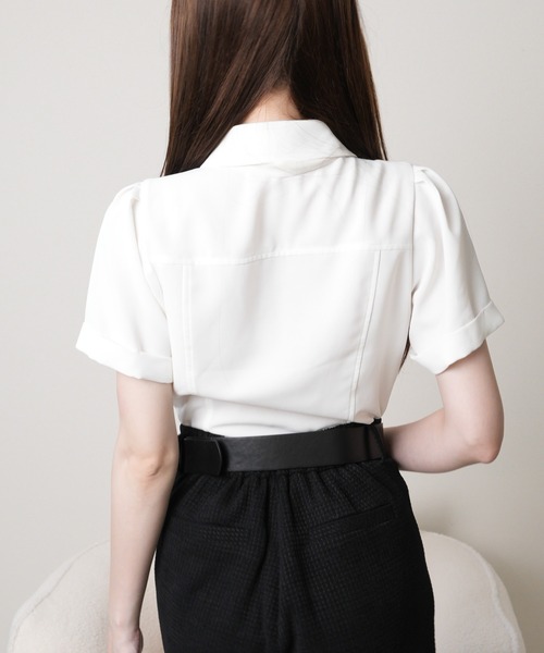 LIPSERVICE（リップサービス）の「2wayリボンハーフブラウス（シャツ/ブラウス・レディース・ブラック/ホワイト・FREE）」の4枚目の写真