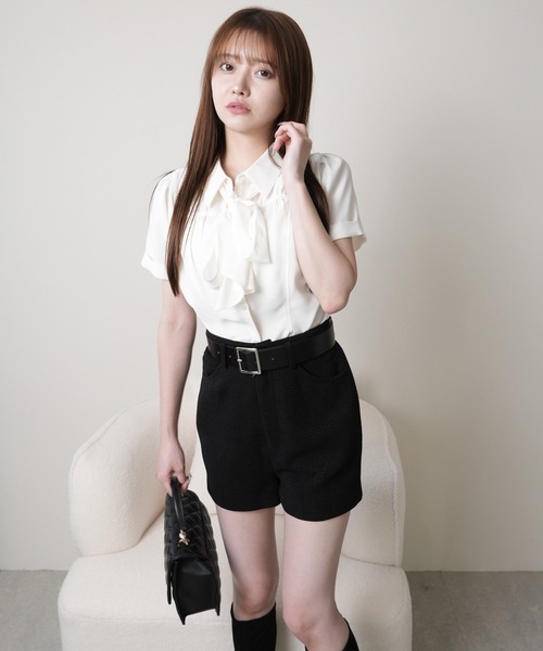 LIPSERVICE（リップサービス）の「2wayリボンハーフブラウス（シャツ/ブラウス・レディース・ブラック/ホワイト・FREE）」の11枚目の写真