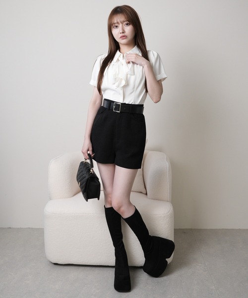 LIPSERVICE（リップサービス）の「2wayリボンハーフブラウス（シャツ/ブラウス・レディース・ブラック/ホワイト・FREE）」の13枚目の写真