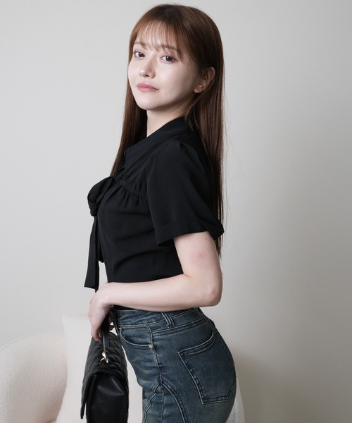 LIPSERVICE（リップサービス）の「2wayリボンハーフブラウス（シャツ/ブラウス・レディース・ブラック/ホワイト・FREE）」の14枚目の写真