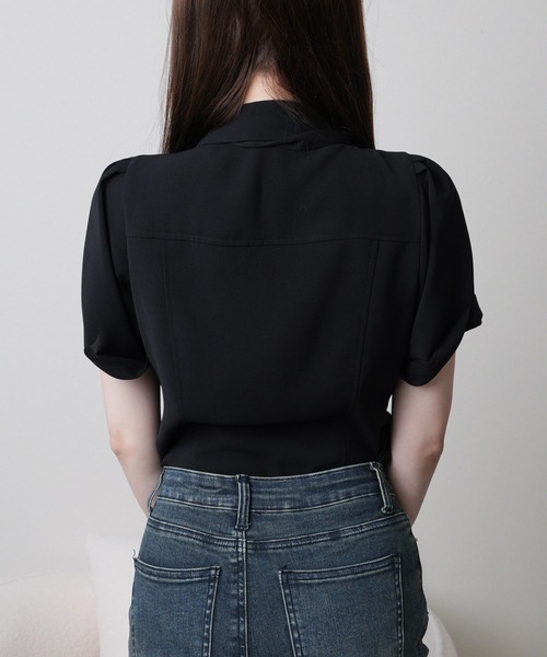 LIPSERVICE（リップサービス）の「2wayリボンハーフブラウス（シャツ/ブラウス・レディース・ブラック/ホワイト・FREE）」の15枚目の写真