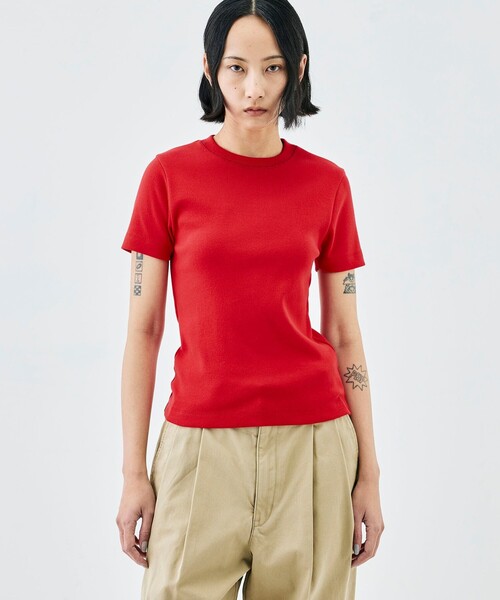 EDITION(エディション)の「コットンモダールフライス Tシャツ(Tシャツ/カットソー・レディース・ピンク/グレー/ライトブルー/ネイビー/ダークブラウン/レッド/ライトベージュ・36/34)」の20枚目の写真