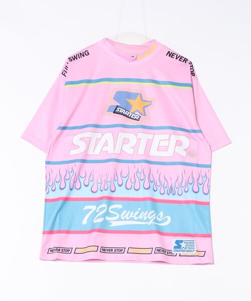STARTER(スターター)の「【STARTER GOLF】スターターゴルフ ロゴファイヤーパターンモックネック半袖Tシャツ SG-123002(Tシャツ/カットソー・メンズ・ブラック/ピンク/ホワイト・L/XL/M)」の3枚目の写真