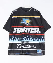 【STARTER GOLF】スターターゴルフ ロゴファイヤーパターンモックネック半袖Tシャツ SG-123002