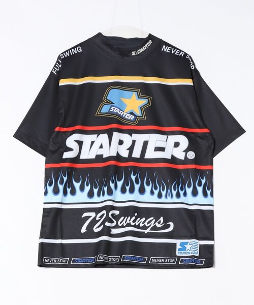 STARTER(スターター)の「【STARTER GOLF】スターターゴルフ ロゴファイヤーパターンモックネック半袖Tシャツ SG-123002(Tシャツ/カットソー・メンズ・ブラック/ピンク/ホワイト・L/XL/M)」の2枚目の写真