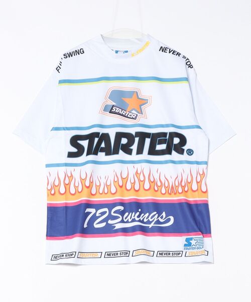 STARTER(スターター)の「【STARTER GOLF】スターターゴルフ ロゴファイヤーパターンモックネック半袖Tシャツ SG-123002(Tシャツ/カットソー・メンズ・ブラック/ピンク/ホワイト・L/XL/M)」の5枚目の写真
