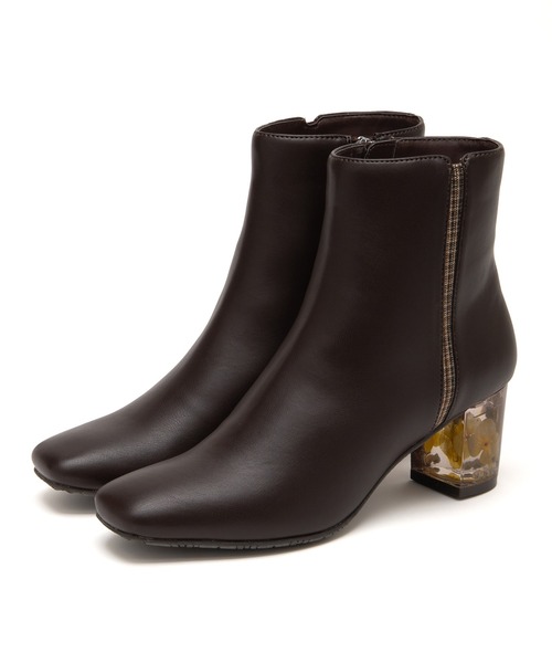 JELLY BEANS（ジェリービーンズ）の「クリアフラワーヒールショートブーツ(204-57124)JELLY BEANS(ジェリービーンズ)（ブーツ・レディース・ダークブラウン/ブラック系/ブラック・S/M/L）」の6枚目の写真