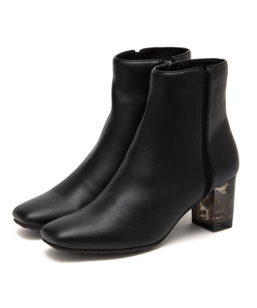 JELLY BEANS（ジェリービーンズ）の「クリアフラワーヒールショートブーツ(204-57124)JELLY BEANS(ジェリービーンズ)（ブーツ・レディース・ダークブラウン/ブラック系/ブラック・S/M/L）」の4枚目の写真