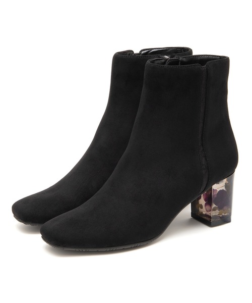 JELLY BEANS（ジェリービーンズ）の「クリアフラワーヒールショートブーツ(204-57124)JELLY BEANS(ジェリービーンズ)（ブーツ・レディース・ダークブラウン/ブラック系/ブラック・S/M/L）」の5枚目の写真