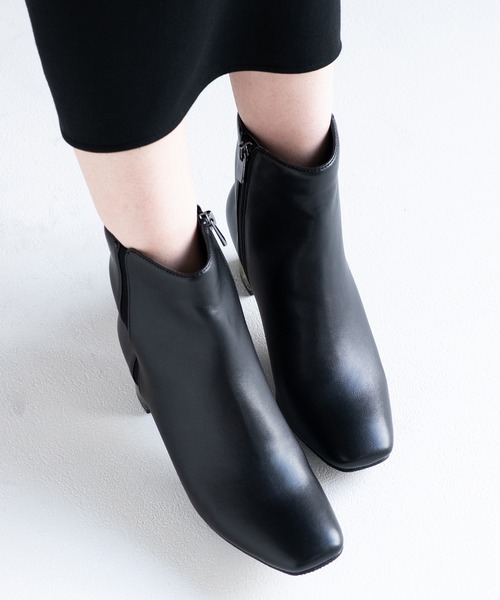 JELLY BEANS（ジェリービーンズ）の「クリアフラワーヒールショートブーツ(204-57124)JELLY BEANS(ジェリービーンズ)（ブーツ・レディース・ダークブラウン/ブラック系/ブラック・S/M/L）」の14枚目の写真