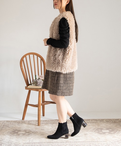 JELLY BEANS（ジェリービーンズ）の「クリアフラワーヒールショートブーツ(204-57124)JELLY BEANS(ジェリービーンズ)（ブーツ・レディース・ダークブラウン/ブラック系/ブラック・S/M/L）」の19枚目の写真