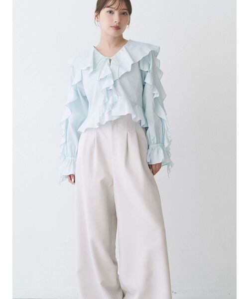 MERCURYDUO(マーキュリーデュオ)の「ラッフルブラウス(シャツ/ブラウス・レディース・イエロー/ライトブルー/オフホワイト・FREE)」の5枚目の写真