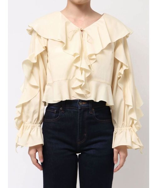 MERCURYDUO(マーキュリーデュオ)の「ラッフルブラウス(シャツ/ブラウス・レディース・イエロー/ライトブルー/オフホワイト・FREE)」の12枚目の写真