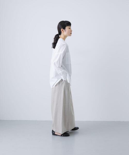 新品未使用　かぐれ コットンダブルポケットワイドシャツ　ホワイト コットンダブルポケットワイドシャツ（シャツ/ブラウス）｜かぐれ