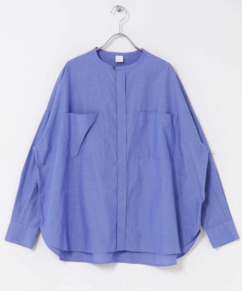 かぐれ（カグレ）の「コットンダブルポケットワイドシャツ（シャツ/ブラウス・レディース・オフホワイト/ブルー・FREE）」の10枚目の写真