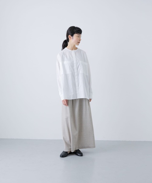 2025 レディースファッション コットンダブルポケットワイドシャツ／か