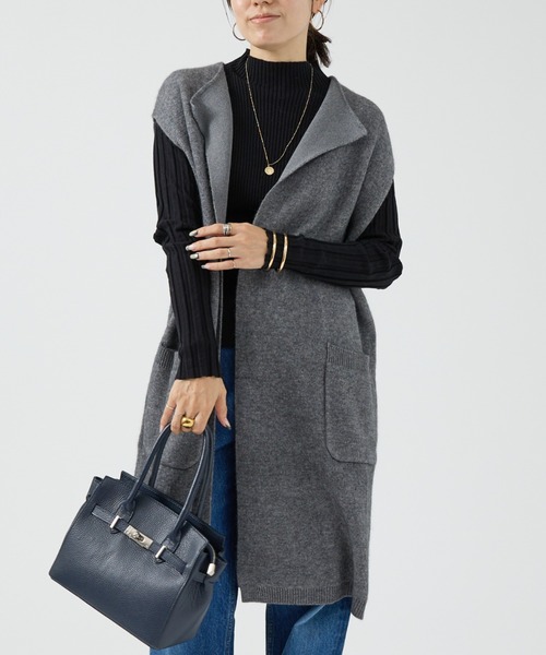 DESIGNWORKS（デザインワークス）の「ニットベスト（ベスト・レディース・モカ/グレー・フリー）」の2枚目の写真