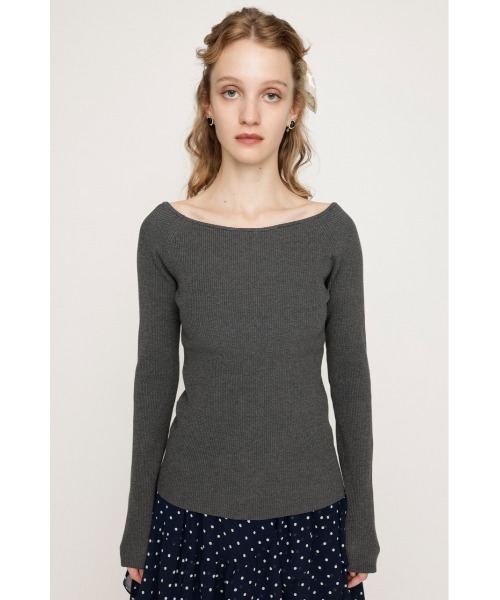 SLY(スライ)の「HG OFFSHOULDER TOPS ハイゲージ オフショルダー トップス 秋服 冬服(ニット/セーター・レディース・アイボリー/ブラック/杢グレー・FREE)」の5枚目の写真