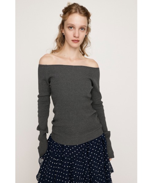 SLY(スライ)の「HG OFFSHOULDER TOPS ハイゲージ オフショルダー トップス 秋服 冬服(ニット/セーター・レディース・アイボリー/ブラック/杢グレー・FREE)」の11枚目の写真