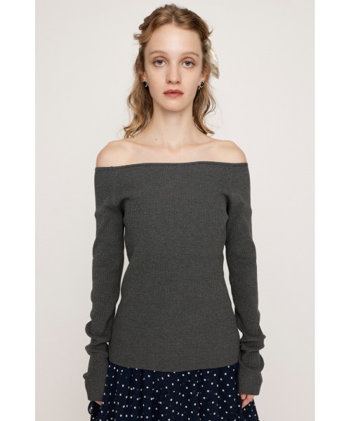 SLY(スライ)の「HG OFFSHOULDER TOPS ハイゲージ オフショルダー トップス 秋服 冬服(ニット/セーター・レディース・アイボリー/ブラック/杢グレー・FREE)」の8枚目の写真