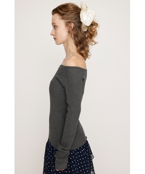 SLY(スライ)の「HG OFFSHOULDER TOPS ハイゲージ オフショルダー トップス 秋服 冬服(ニット/セーター・レディース・アイボリー/ブラック/杢グレー・FREE)」の7枚目の写真
