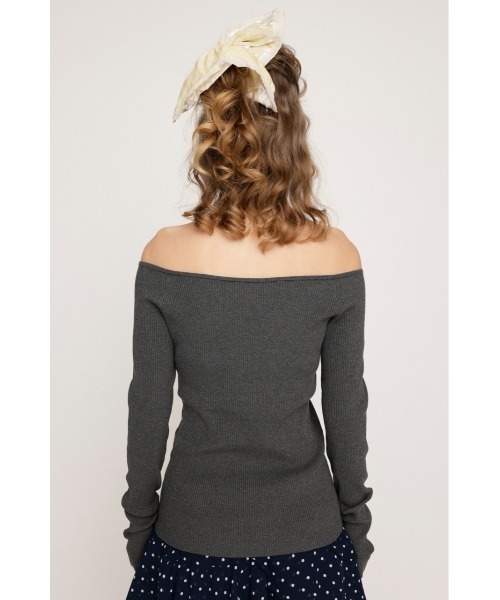 SLY(スライ)の「HG OFFSHOULDER TOPS ハイゲージ オフショルダー トップス 秋服 冬服(ニット/セーター・レディース・アイボリー/ブラック/杢グレー・FREE)」の6枚目の写真