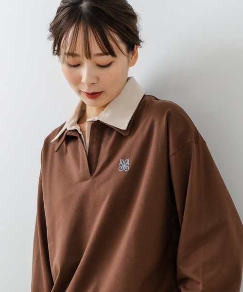 fort point(フォーポイント)の「【C-FORT POINT/フォートポイント】2枚襟 スウェットポロトレーナー(スウェット・レディース・ネイビー/ベージュ/ブラウン・FREE)」の1枚目の写真