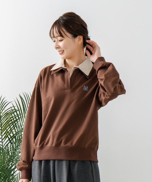 fort point(フォーポイント)の「【C-FORT POINT/フォートポイント】2枚襟 スウェットポロトレーナー(スウェット・レディース・ネイビー/ベージュ/ブラウン・FREE)」の8枚目の写真