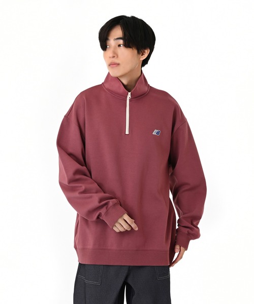 NB刺繍ダブルフェイスハーフジップ（スウェット）｜New Balance