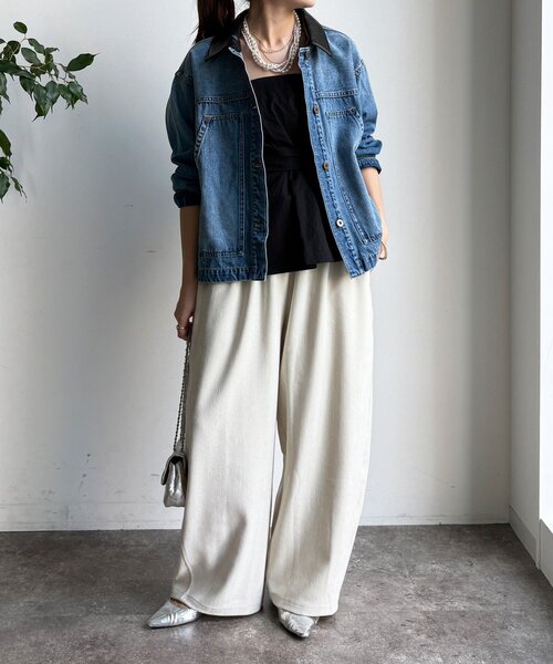 DouDou（ドゥドゥ）の「【襟の取り外しが可能！】レザーカラーデニムジャケット（その他アウター・レディース・ブルー・FREE）」の10枚目の写真