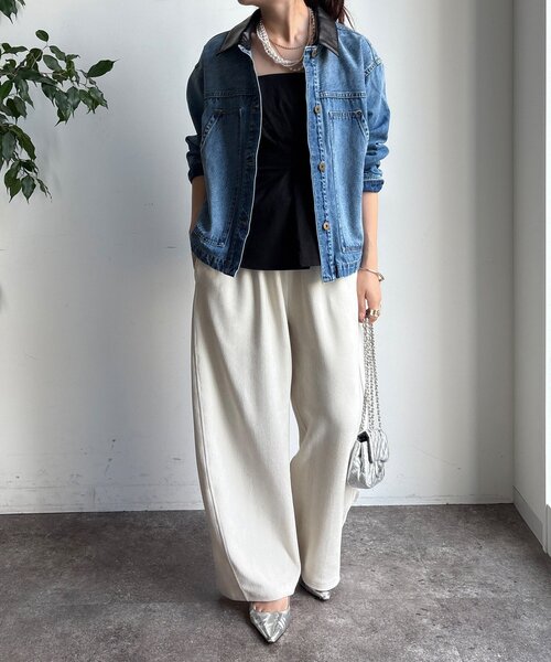 DouDou（ドゥドゥ）の「【襟の取り外しが可能！】レザーカラーデニムジャケット（その他アウター・レディース・ブルー・FREE）」の11枚目の写真