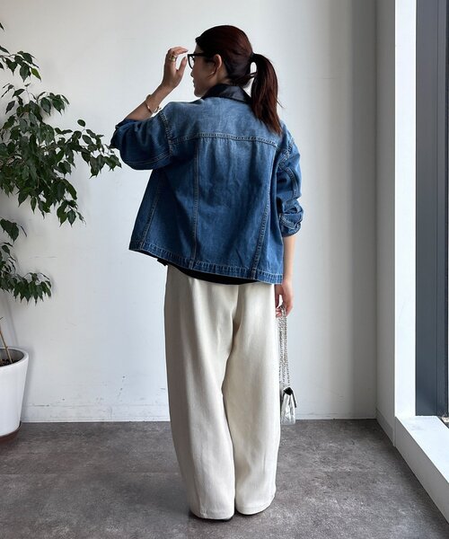 DouDou（ドゥドゥ）の「【襟の取り外しが可能！】レザーカラーデニムジャケット（その他アウター・レディース・ブルー・FREE）」の12枚目の写真