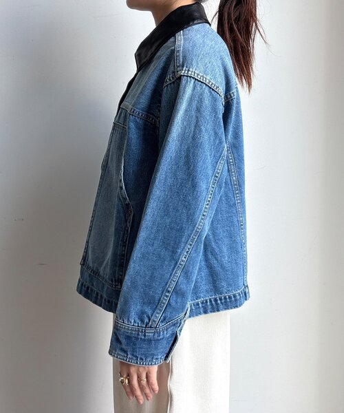 DouDou（ドゥドゥ）の「【襟の取り外しが可能！】レザーカラーデニムジャケット（その他アウター・レディース・ブルー・FREE）」の20枚目の写真