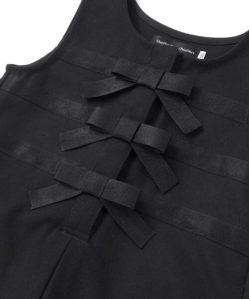 BeBe Petits Pois Vert(ベベプチポワヴェール)の「3段リボンAラインジャンパースカート(ワンピース・キッズ・グレー/ブラック・130cm/110cm/120cm/100cm/140cm/150cm)」の8枚目の写真