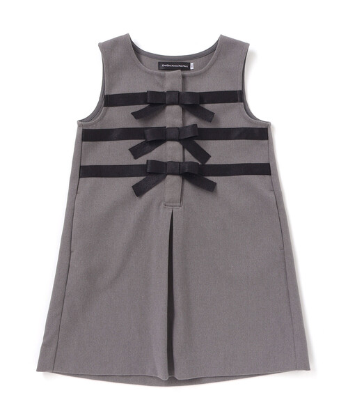 BeBe Petits Pois Vert(ベベプチポワヴェール)の「3段リボンAラインジャンパースカート(ワンピース・キッズ・グレー/ブラック・130cm/110cm/120cm/100cm/140cm/150cm)」の9枚目の写真