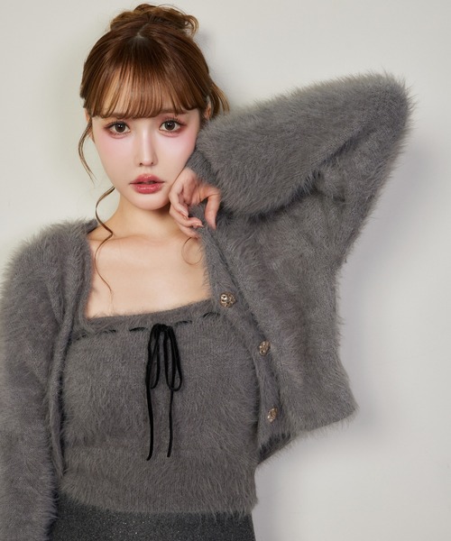 セットで着れる】milkyフェザーニットビスチェ（キャミソール）｜one