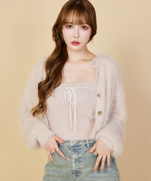 セットで着れる】milkyフェザーニットビスチェ（キャミソール）｜one