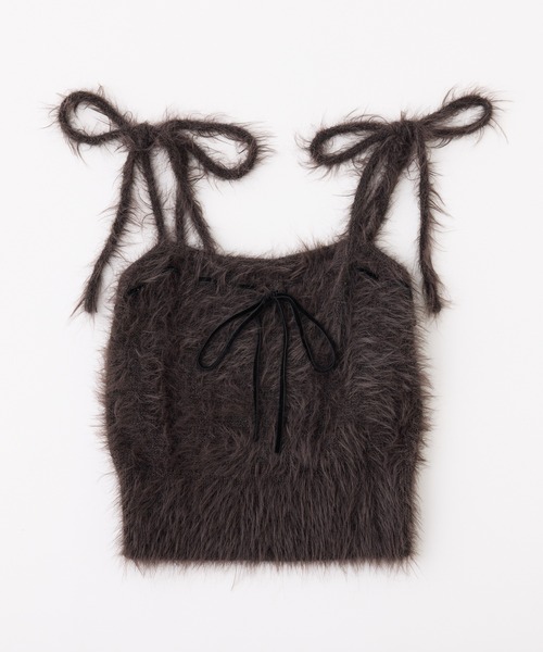 one after another NICE CLAUP（ワンアフターアナザーナイスクラップ）の「【今すぐお届け可能!セットで着れる】milkyフェザーニットビスチェ（キャミソール・レディース・サックスブルー/オフホワイト/グレー/ダークブラウン/ピンク・FREE）」の21枚目の写真