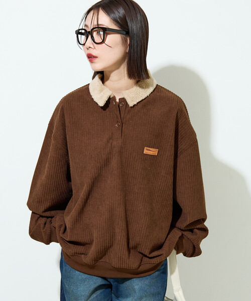 FREAK'S STORE（フリークスストア）の「限定展開　ボア襟 カットコーデュロイ × 裏フリース トップス（その他トップス・レディース・ブラック/オリーブ/ブラウン/ブルー/オフホワイト・ﾌﾘ-）」の6枚目の写真
