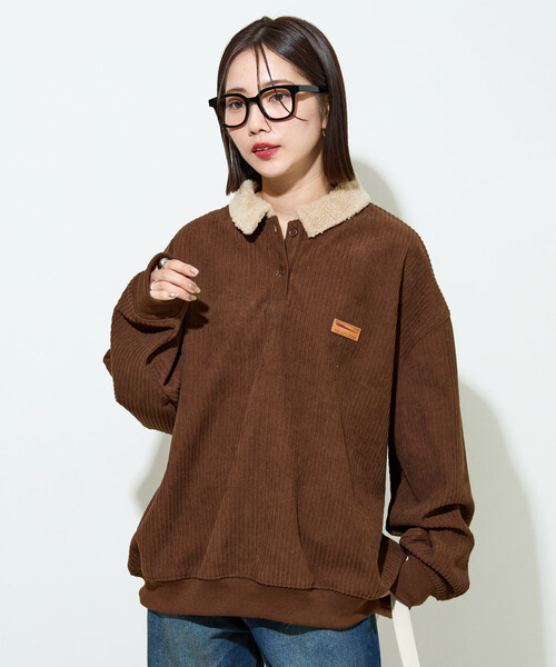 FREAK'S STORE（フリークスストア）の「限定展開　ボア襟 カットコーデュロイ × 裏フリース トップス（その他トップス・レディース・ブラック/オリーブ/ブラウン/ブルー/オフホワイト・ﾌﾘ-）」の7枚目の写真