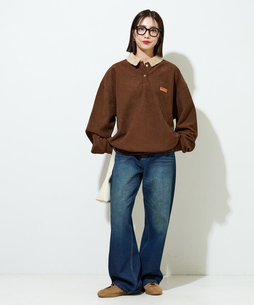 FREAK'S STORE（フリークスストア）の「限定展開　ボア襟 カットコーデュロイ × 裏フリース トップス（その他トップス・レディース・ブラック/オリーブ/ブラウン/ブルー/オフホワイト・ﾌﾘ-）」の9枚目の写真