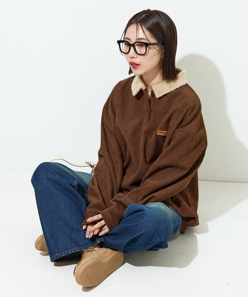 FREAK'S STORE（フリークスストア）の「限定展開　ボア襟 カットコーデュロイ × 裏フリース トップス（その他トップス・レディース・ブラック/オリーブ/ブラウン/ブルー/オフホワイト・ﾌﾘ-）」の13枚目の写真