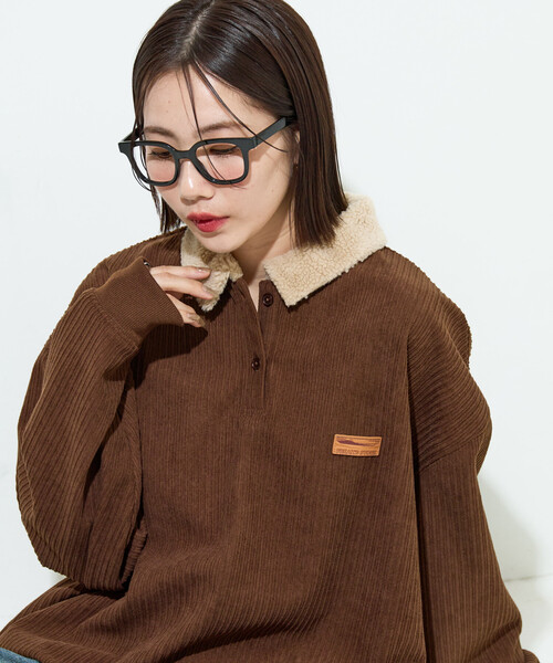 初夏の大人可愛いブリザリース 限定展開 ボア襟 カットコーデュロイ × 裏フリース トップス（その他