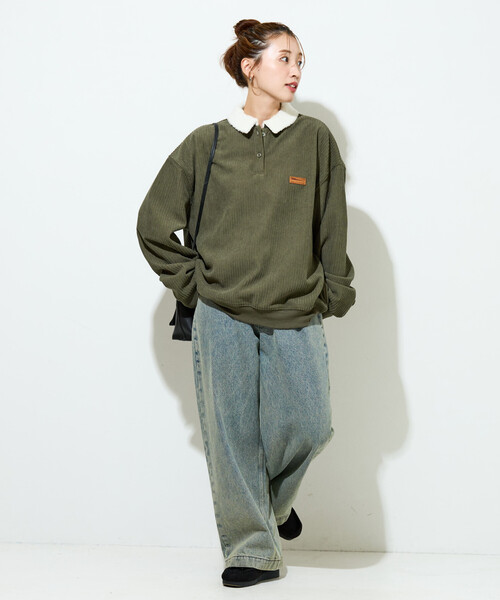 FREAK'S STORE（フリークスストア）の「限定展開　ボア襟 カットコーデュロイ × 裏フリース トップス（その他トップス・レディース・ブラック/オリーブ/ブラウン/ブルー/オフホワイト・ﾌﾘ-）」の17枚目の写真