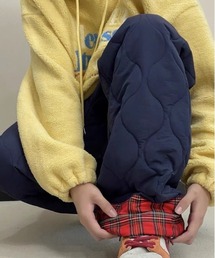 VIBGYOR | 折り返しチェック キルティング中綿ルーズパンツ/韓国 ユニセックス(CZ)(その他パンツ)