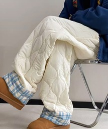 VIBGYOR | 折り返しチェック キルティング中綿ルーズパンツ/韓国 ユニセックス(CZ)(その他パンツ)