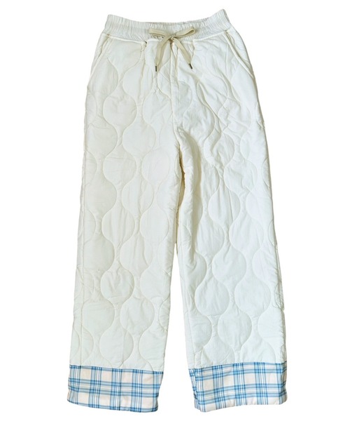 VIBGYOR（ヴィブジョー）の「折り返しチェック キルティング中綿ルーズパンツ/韓国 ユニセックス(CZ)（その他パンツ・メンズ・アイボリー/ネイビー・MEDIUM/LARGE）」の14枚目の写真