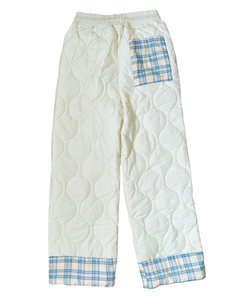 VIBGYOR（ヴィブジョー）の「折り返しチェック キルティング中綿ルーズパンツ/韓国 ユニセックス(CZ)（その他パンツ・メンズ・アイボリー/ネイビー・MEDIUM/LARGE）」の13枚目の写真