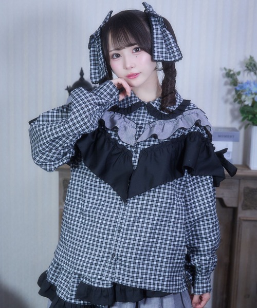 Whinny(ホワイニー)の「Whinny/《セットアップ可能♪》ごきげんぁまぁまブラウス(シャツ/ブラウス・レディース・ブラック/ホワイト/ネイビー・FREE)」の2枚目の写真